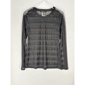 BCBGMAXAZRIA Sheer Mesh Striped Top‎ M Stretch Y2K Minimalist Goth Grunge Club